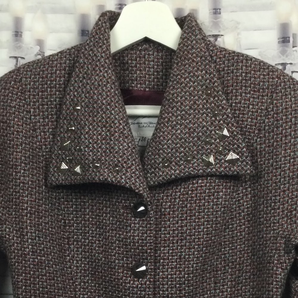 Myrene De Premonville Vintage Tweed Studded Blazer 4